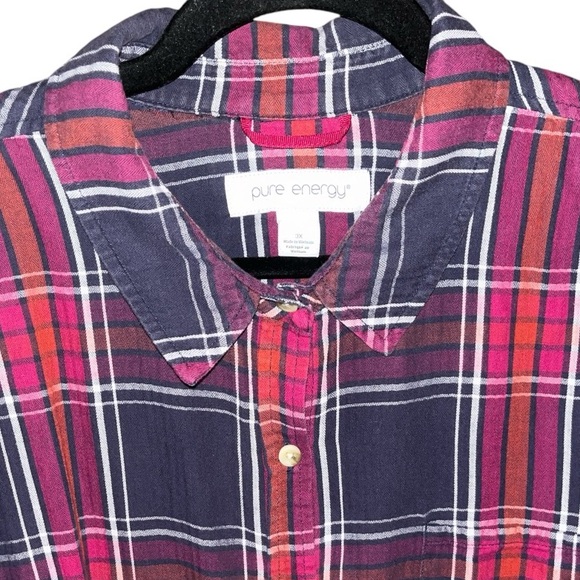 🎁 Pure Energy Button Down Plaid Shirt - Picture 3 of 5